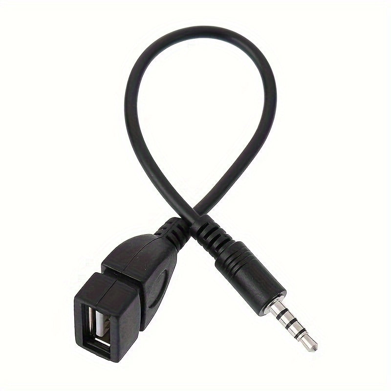 Universal 3.5mm AUX dan USB Audio Kabeli Qora Avtomobil Adapteri Erkakdan Ayolga
