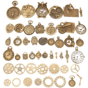 Set of 160 Vintage Bronze Alloy Charms Steampunk Gear Clock Pendants for Jewelry Making