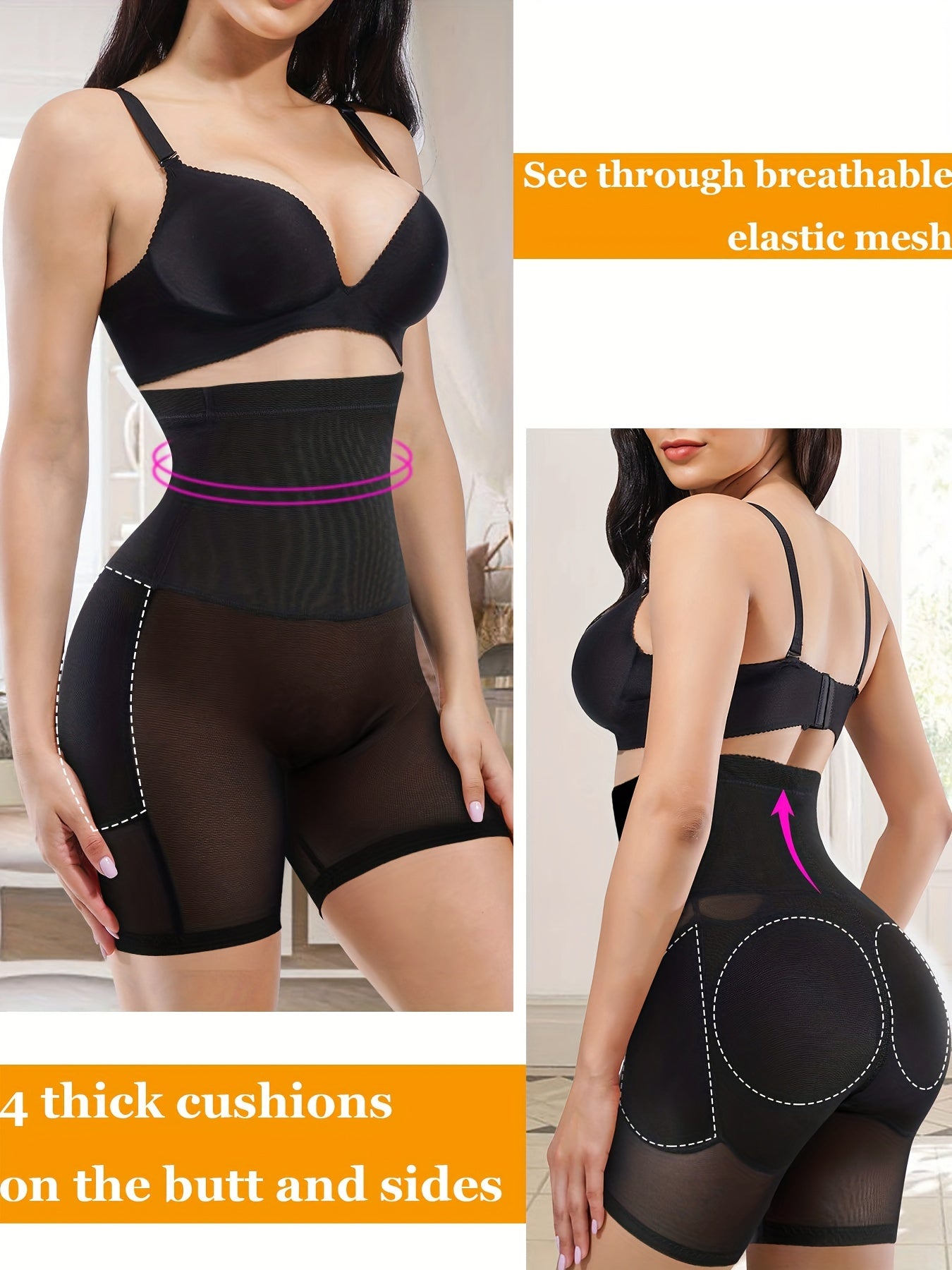 High Waist Shaping Shorts for Women Seamless Tummy Control Butt Lifter Breathable Nylon Spandex