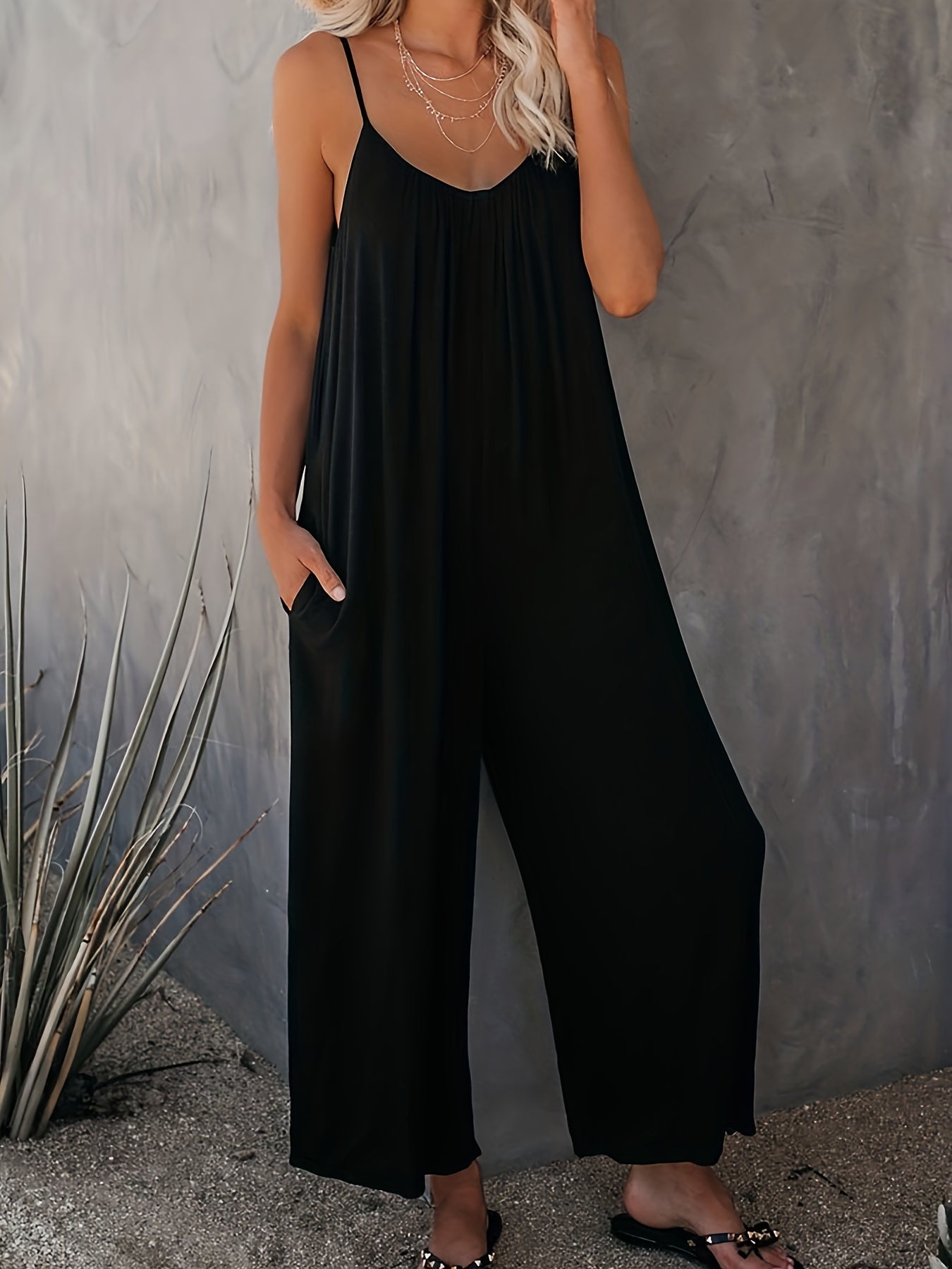 Women Summer Casual Strapless Jumpsuits Black Beige Red Pockets Stretchy