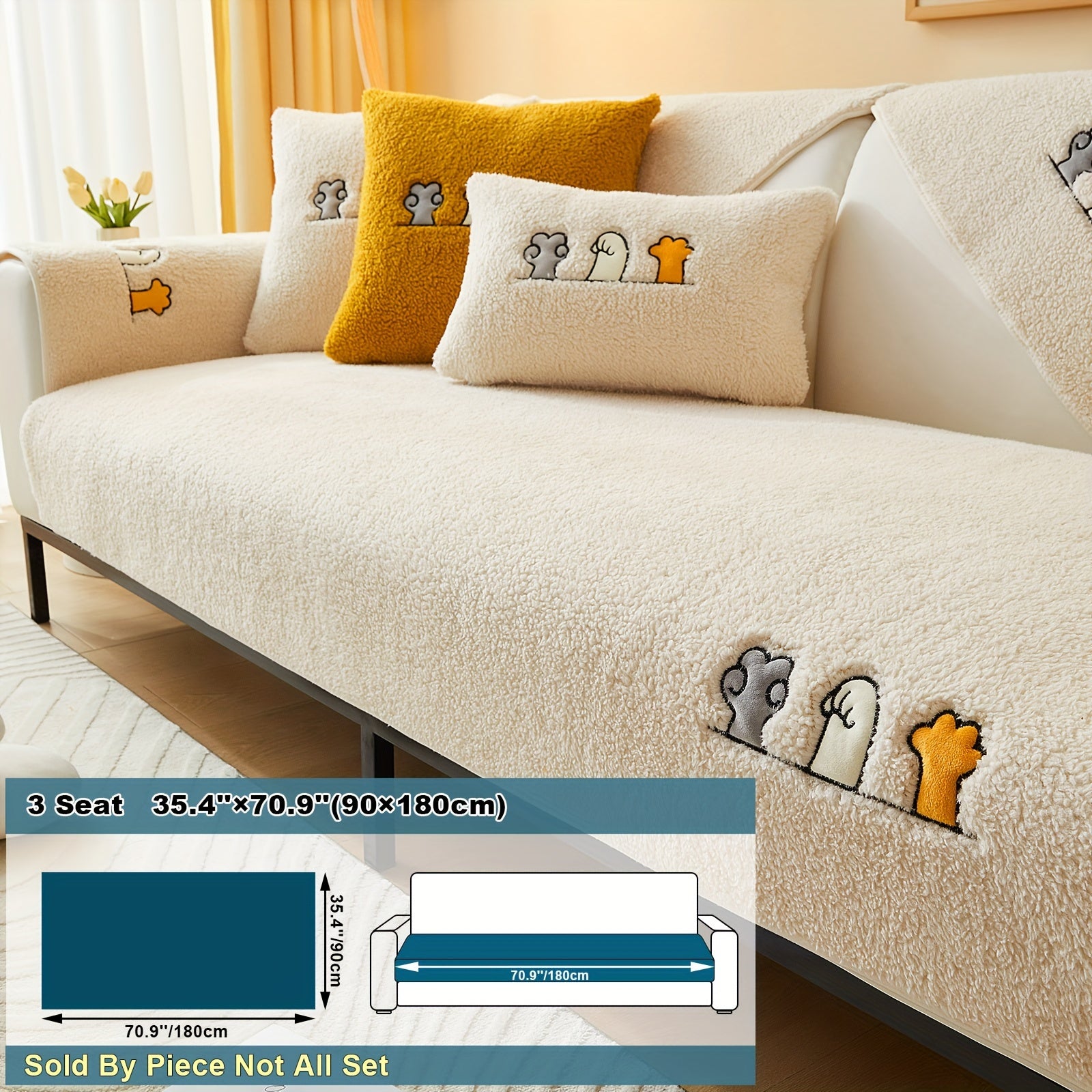 Плюшевый чехол на диван Sherpa, противоскользящий, защитный чехол для мебели для домашних животных для гостиной