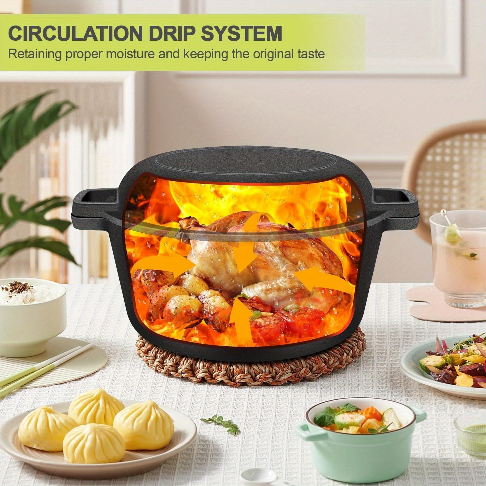 Qotishmasdan pishirish, pishirish va tabiatda yurish uchun qopqog'li temir idishlar to'plami, 2 ta