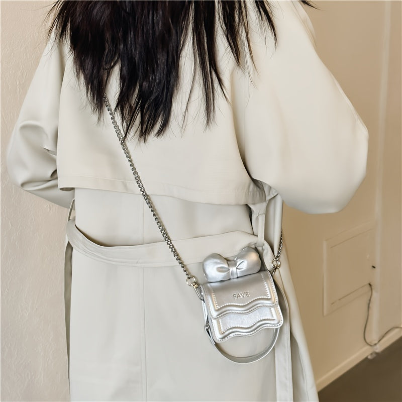 Kids Girls Pink Crossbody Bag with Bow Accent and Embossed Flap for Daily Use