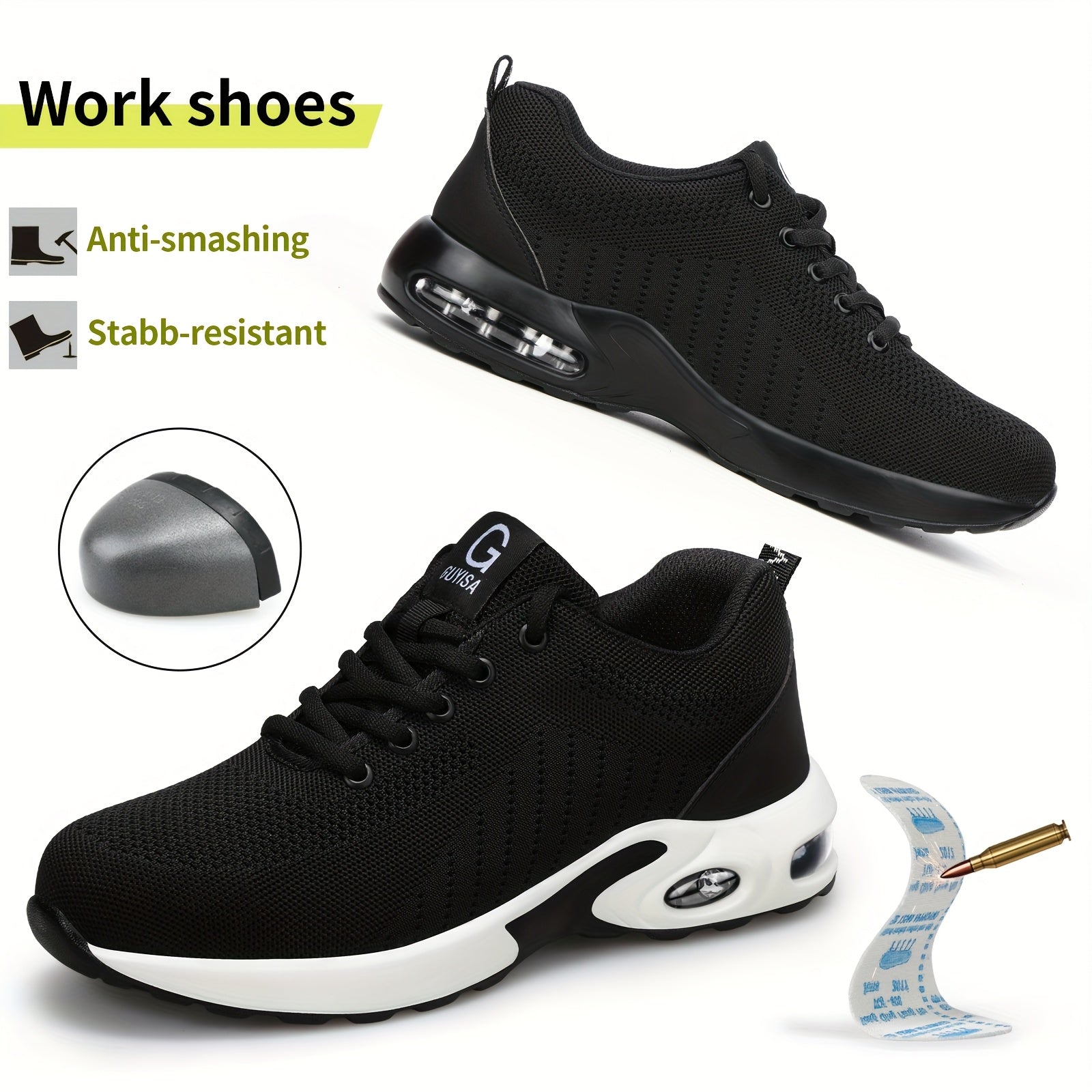 Women Safety Shoes Steel Toe Puncture-Resistant Work Footwear Breathable