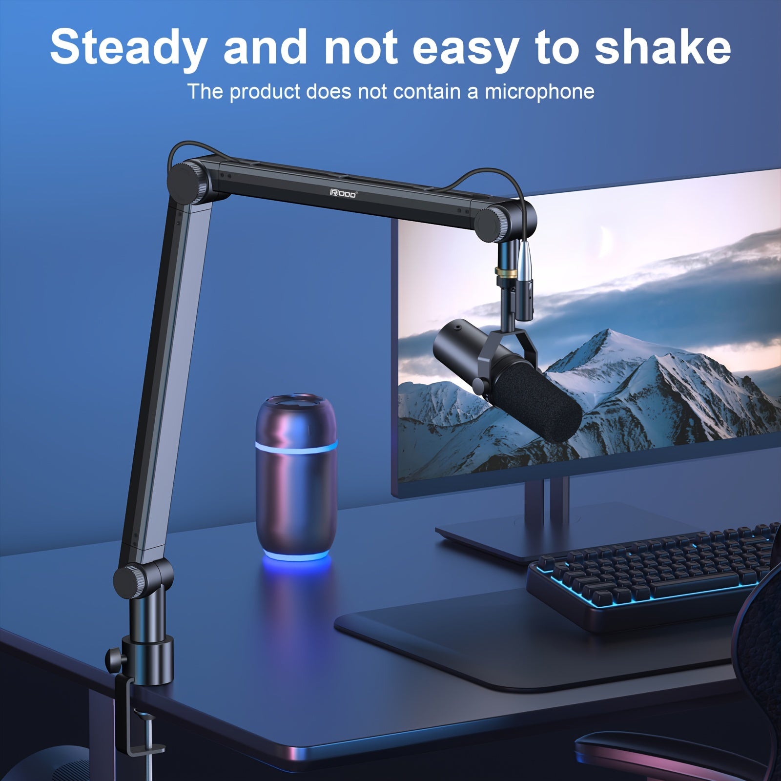 Microphone Boom Stand Aluminum Alloy Black for Podcasts Recording and Gaming
