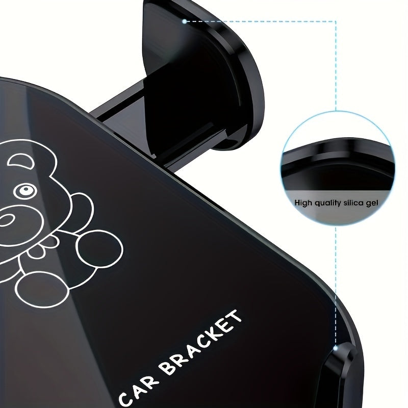 Car Phone Holder ABS Material Cute Bear Cartoon Dashboard Air Vent Mount