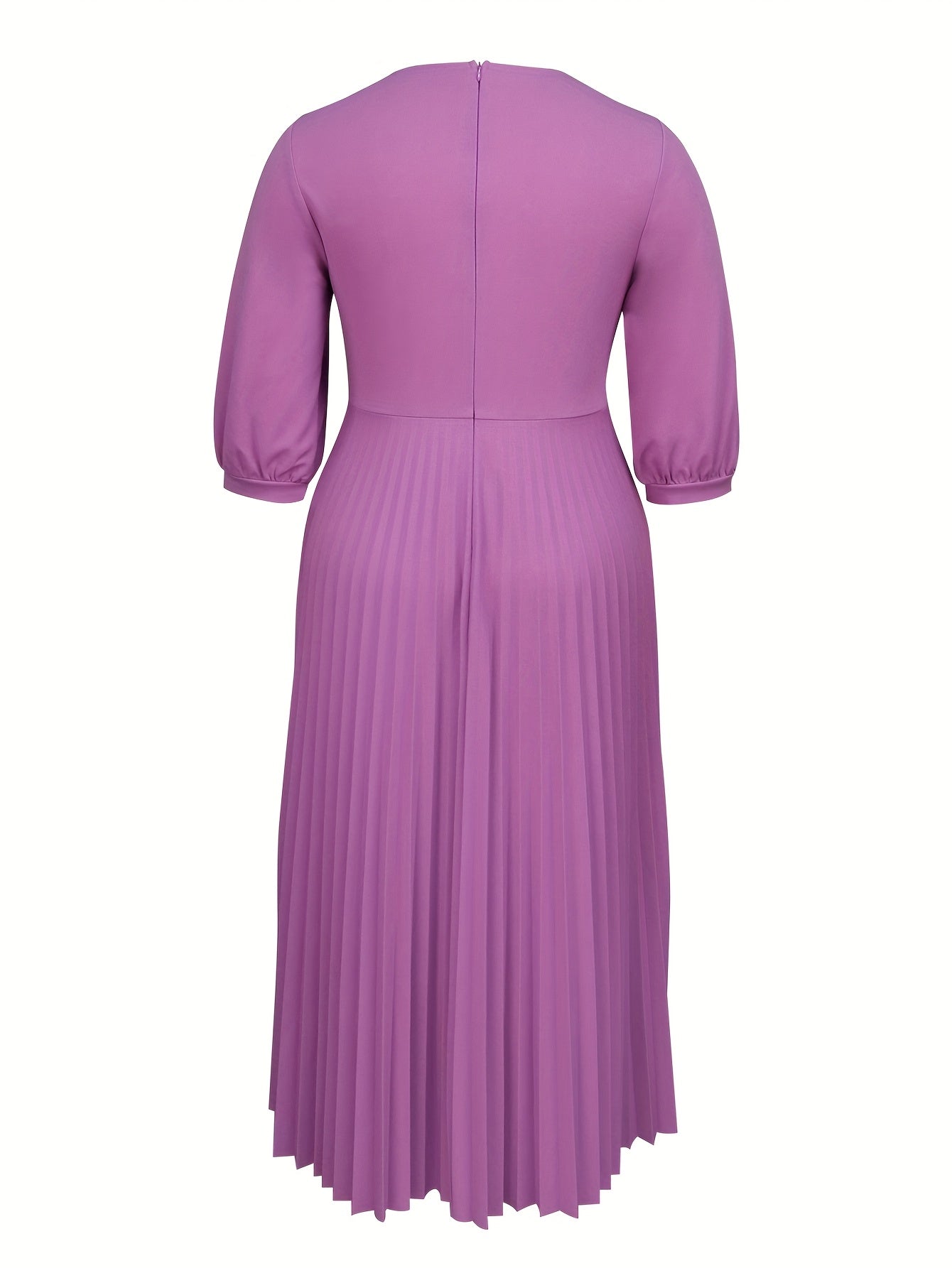 Ladies Purple Three-Quarter Sleeve Evening Gown Beaded Rhinestones Weddings