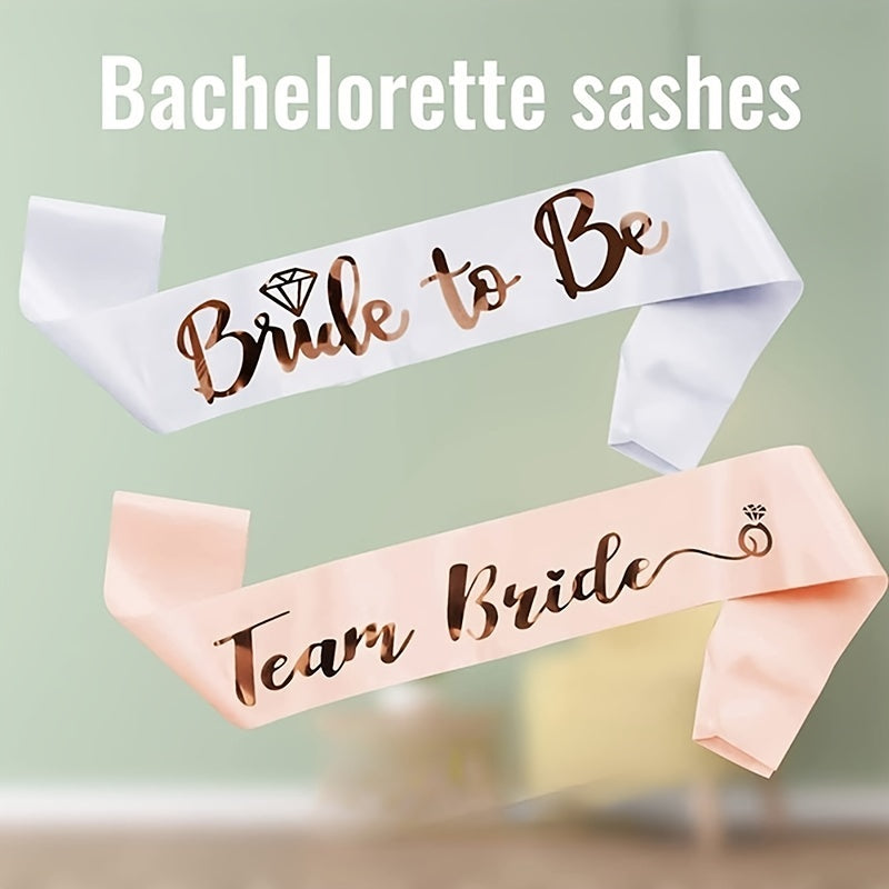 Set of 7 Bridal Party Belts with Bachelorette Sashes for Bridesmaids and Bride-to-Be