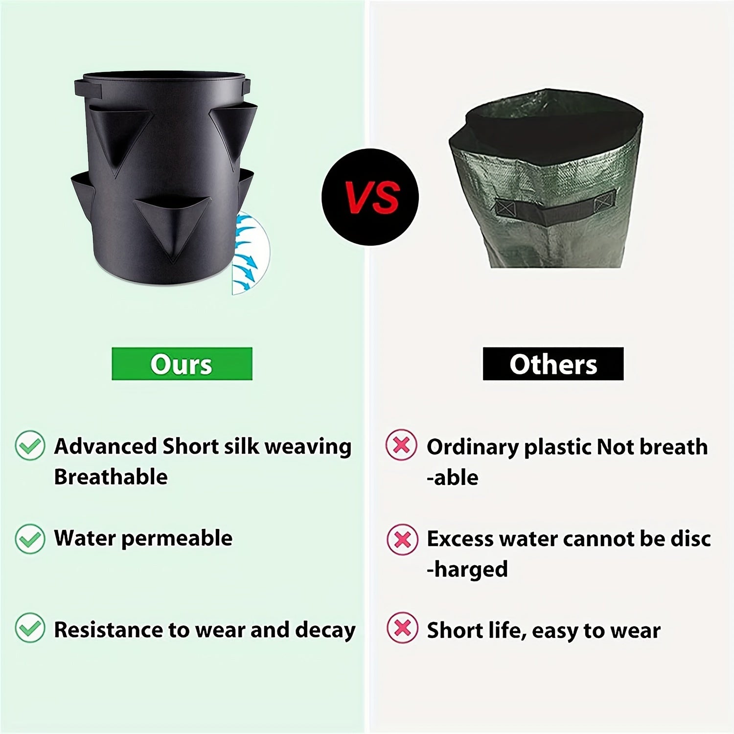 Set of 2 37.85L Strawberry Planting Bags with Window and Handle for Indoor Outdoor Gardening