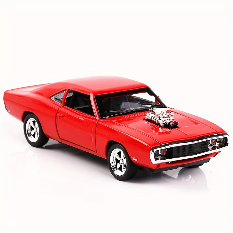 Coche de juguete de aleación roja fundida a presión a escala 1:32 con puertas que se abren y funciones de luz