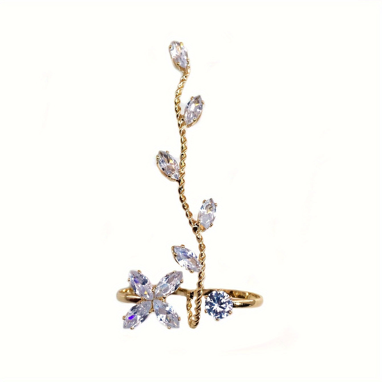 Ayollar uchun moslashuvchan oyoq zargarlik buyumlari bilan kubik zirkon bilan mis barmoqli uzuk