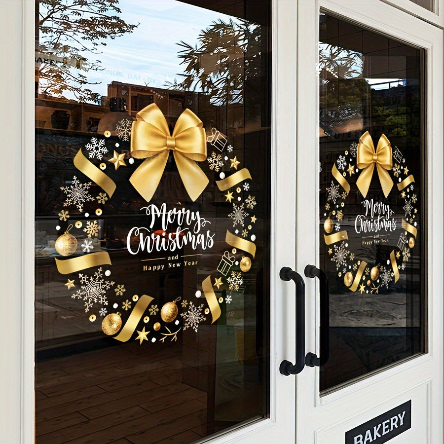 Glass Window Cling Christmas Wreath Static Adhesive Holiday Party Decor