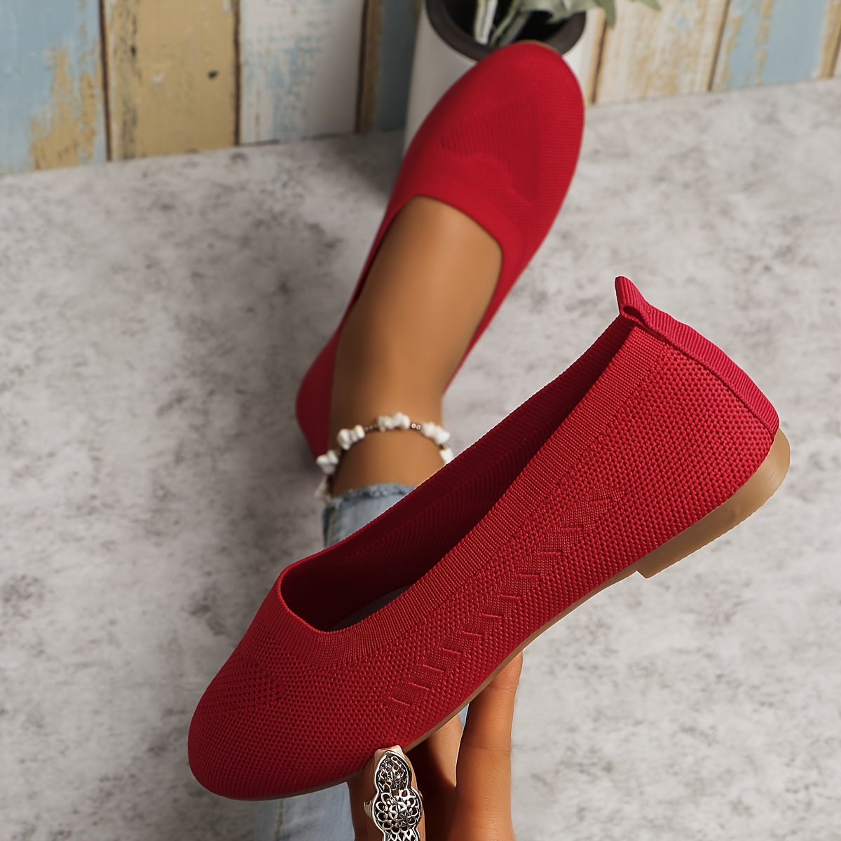 Women's Breathable Casual Flat Slip-On Shoes Large Size Comfortable Anti-slip