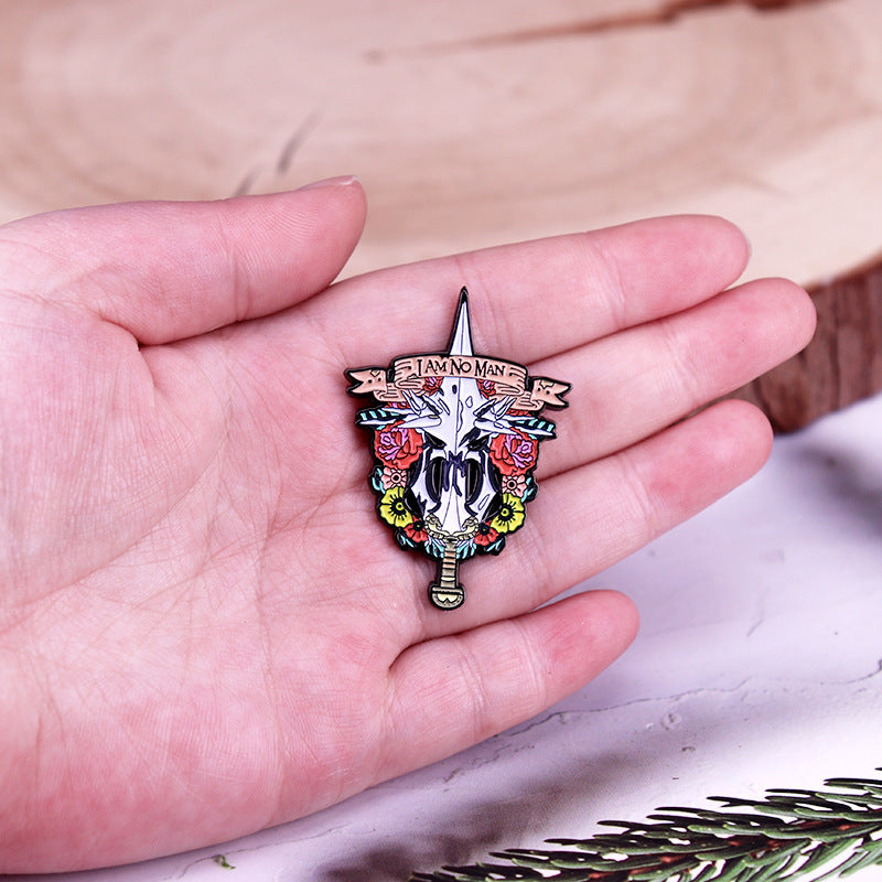 Yangi Alloy Brooch Pin qilich va gul dizayni bilan kiyimlar, shlyapa, sumkalar uchun