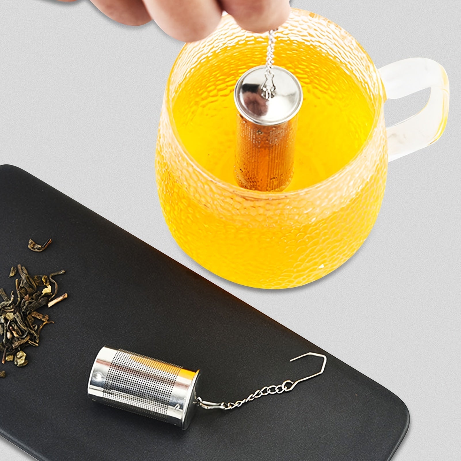 Zanglamas po'latdan yasalgan choy infuzori, ilgichli, nozik to'rli choy qaynatuvchi - mustahkam va oqmas filtr choy tayyorlash uchun