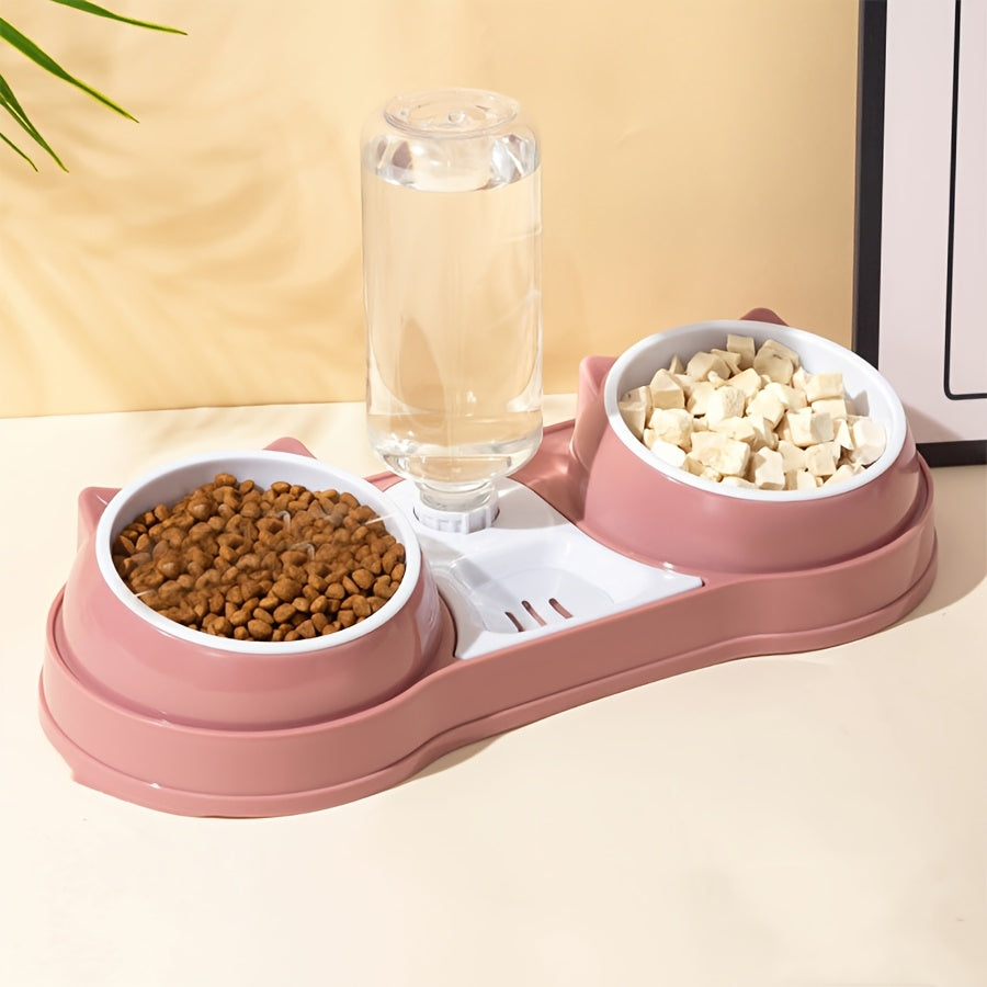 Поднятая кормушка для кошек с автоматическим поилкой и наклонным дизайном для комфорта шеи