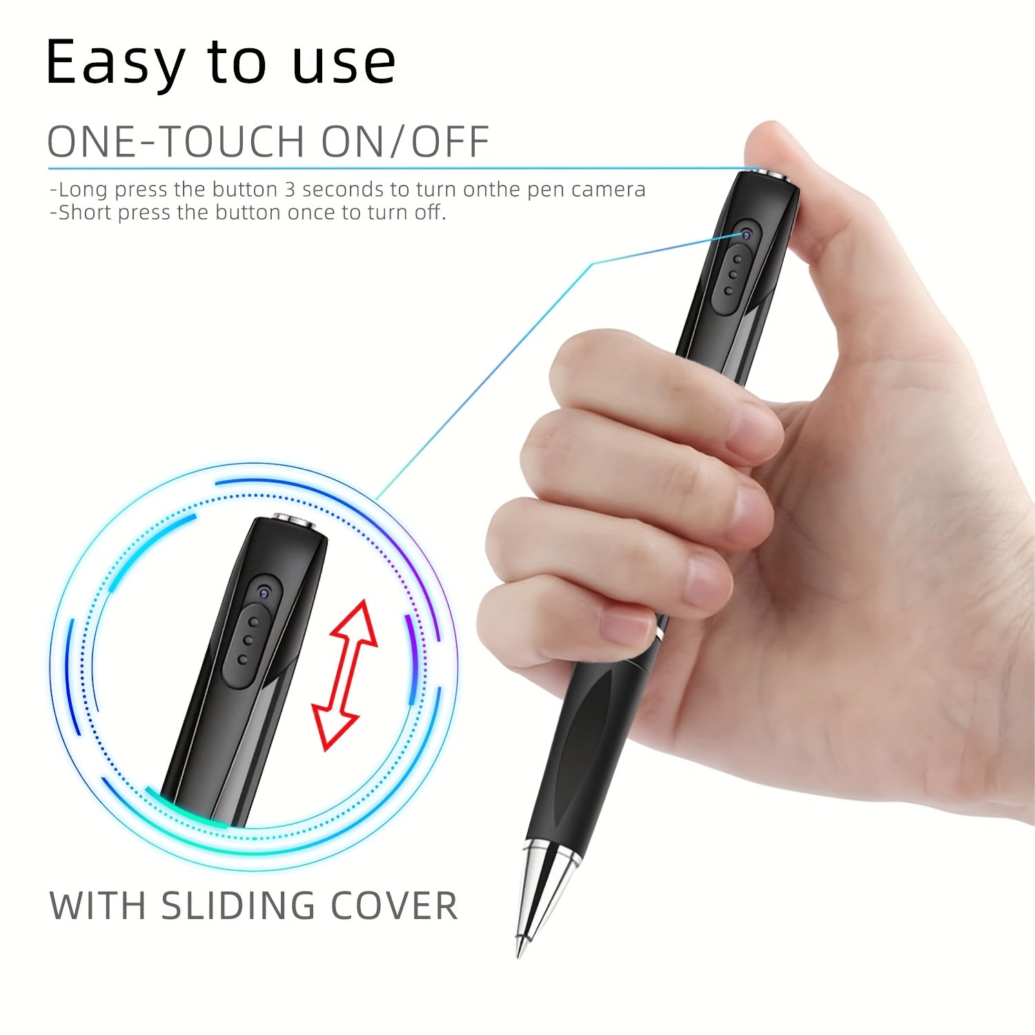 1080P HD Mini Nanny Camera Pen with 64GB Rechargeable Lithium Battery Indoor Surveillance