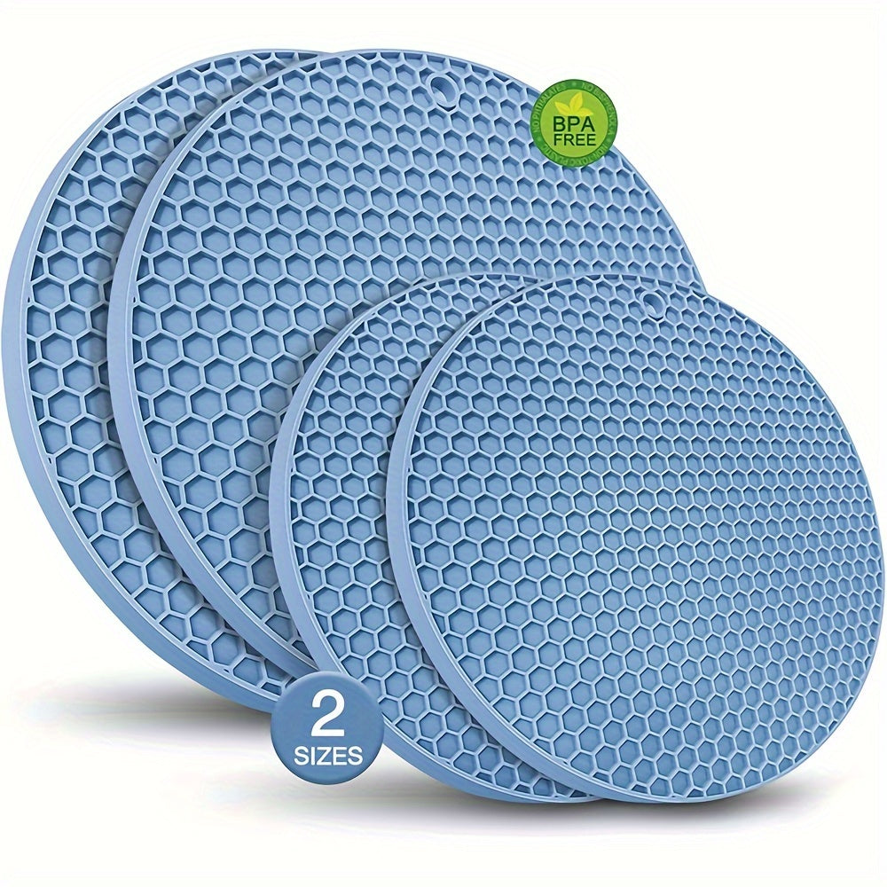 Juego de tapete y trípode de silicona para cocina con posaplatos resistentes al calor en 2 tamaños