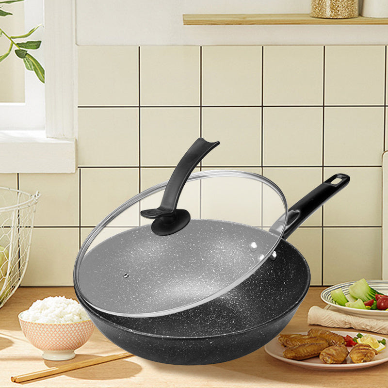 Noxud qotishma, yopishqoq bo'lmagan wok, shisha qopqoq bilan - mustahkam, idish-tovoq yuvish mashinasida yuvish mumkin, gaz va induksion plitalar uchun ideal, oshxona idish-tovoqlari uchun zarur.