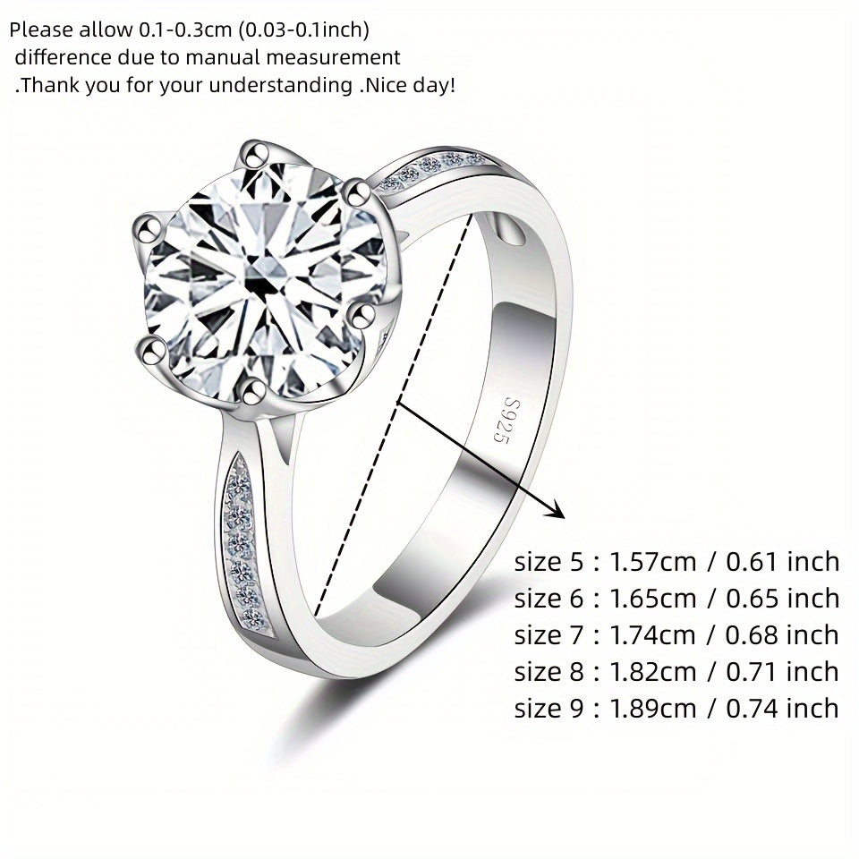 Ayollar uchun 3ct Moissanite Sterling kumush uzuk, turli rang variantlari bilan