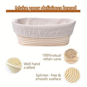Набор для расстойки хлеба - включает 1 круглую/овальную корзину и подкладку для ферментации - изготовлено из натурального ротанга - идеально подходит для дрожжевого теста и изготовления artisan хлеба - идеально для профессиональных и домашних пекарей.