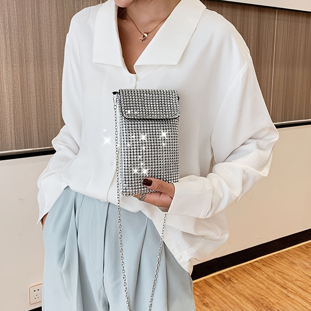 Клатч через плечо с стразами для iPhone и Samsung.