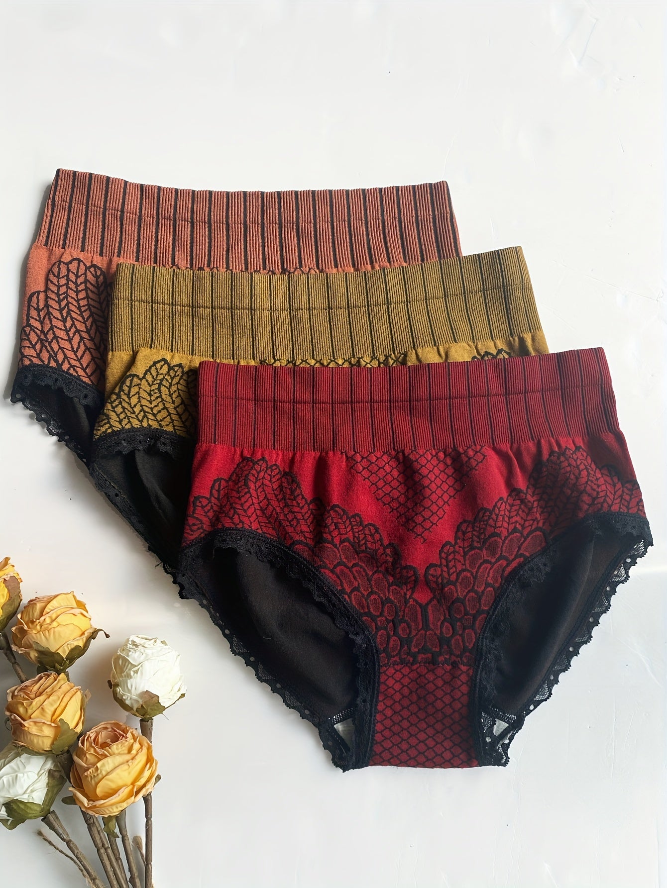 High-Waisted Lace Briefs for Women Breathable Lingerie 7 Pack