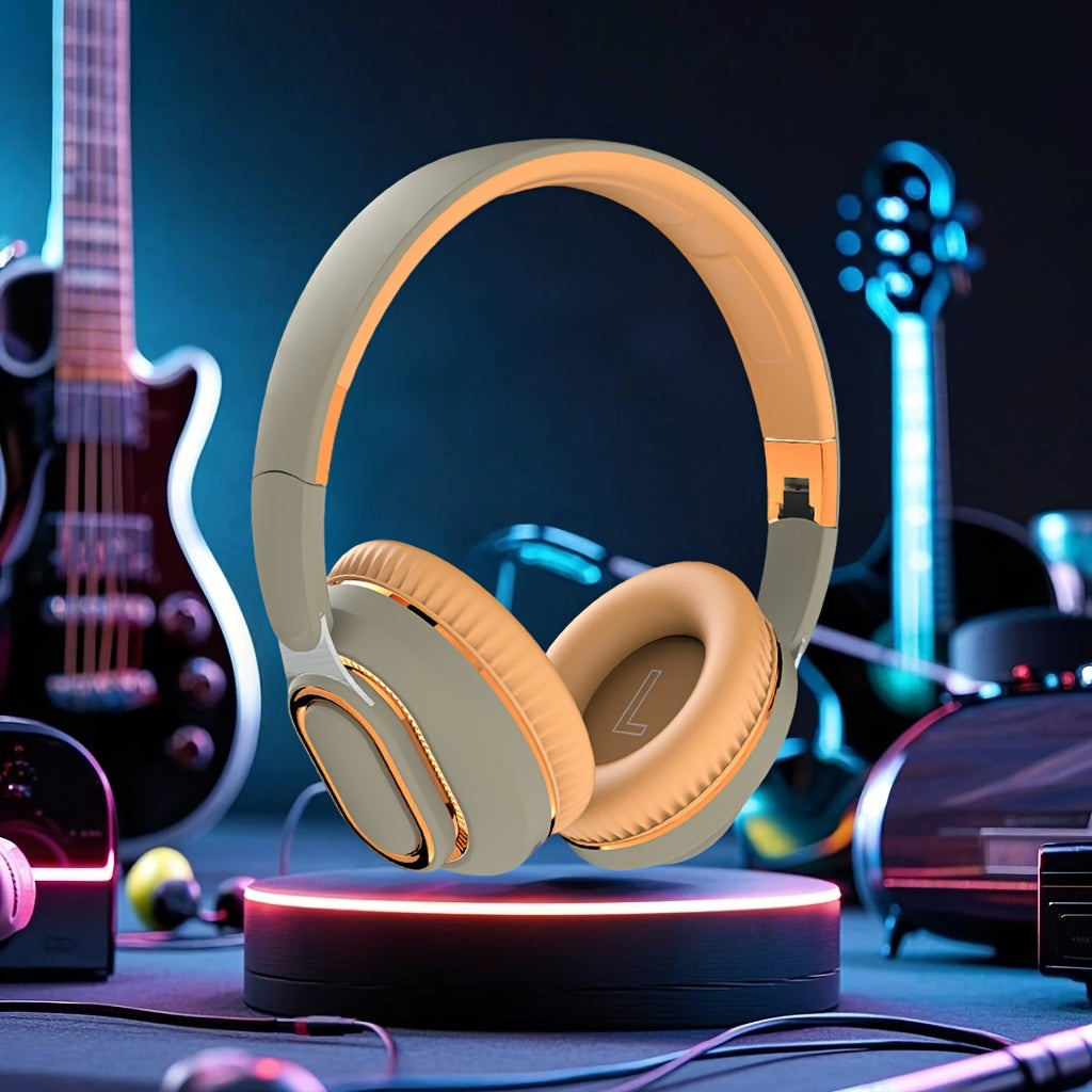 Auriculares inalámbricos con aislamiento de sonido, batería recargable, 16H de duración, micrófono, control de volumen, plegables para ejercicio, juegos y grabación