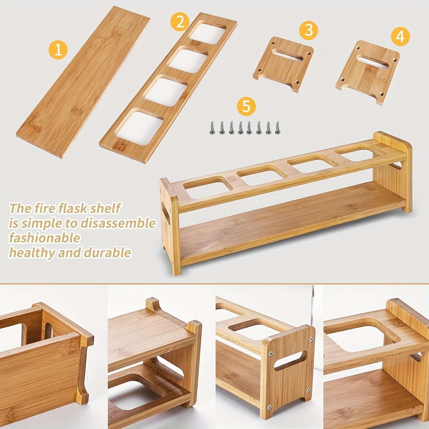 Set of 4 Oil and Vinegar Bottles with Bamboo Rack, 500ml Glass Canisters