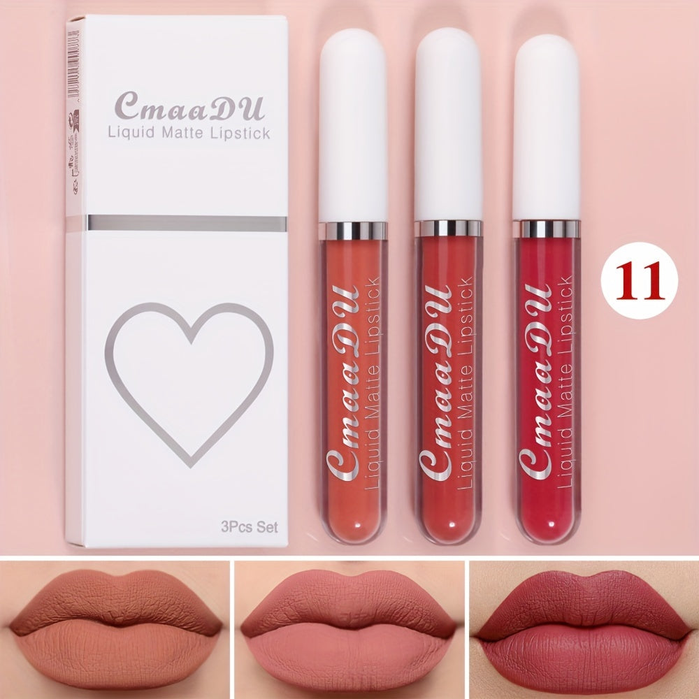Set de labiales líquidos mate para mujer, a prueba de agua y de larga duración en tonos rojos