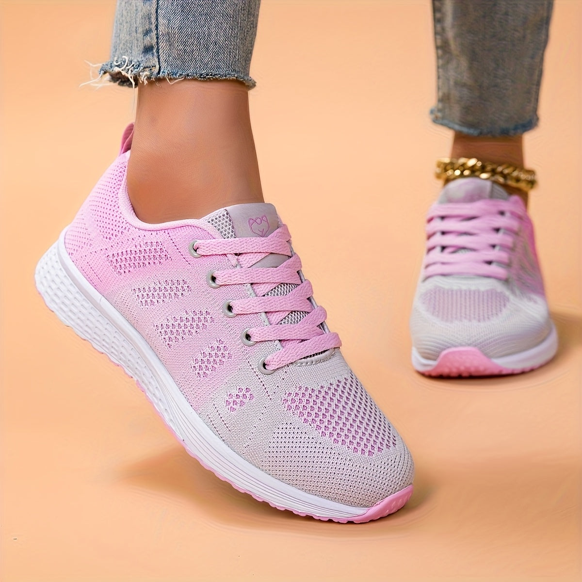Women's Breathable Mesh Running Shoes Lightweight Sneakers Black Pink