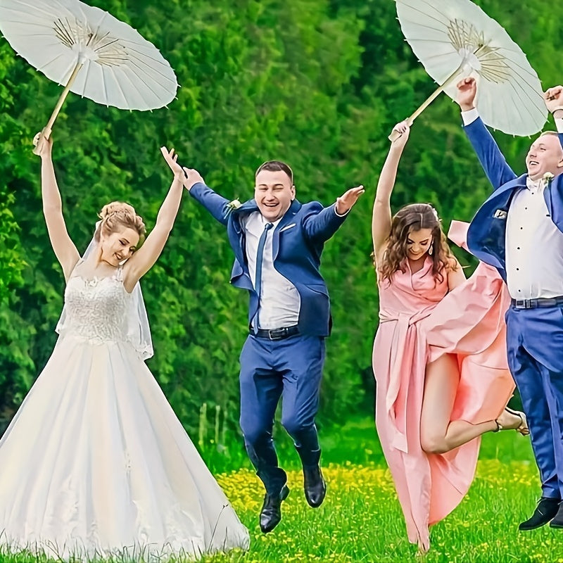 White Wedding Umbrella 83.82cm Round Lightweight Portable for Bridesmaids Photoshoots