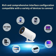 Mini Portable Projector 180° Rotatable Remote White Compatible Phones Tablets