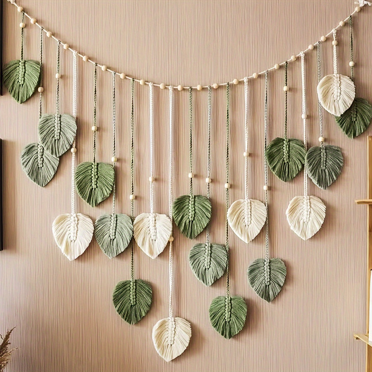 Handcrafted Leaf Wall Hanging Macrame Tapestry Boho Wall Decor for Living Room