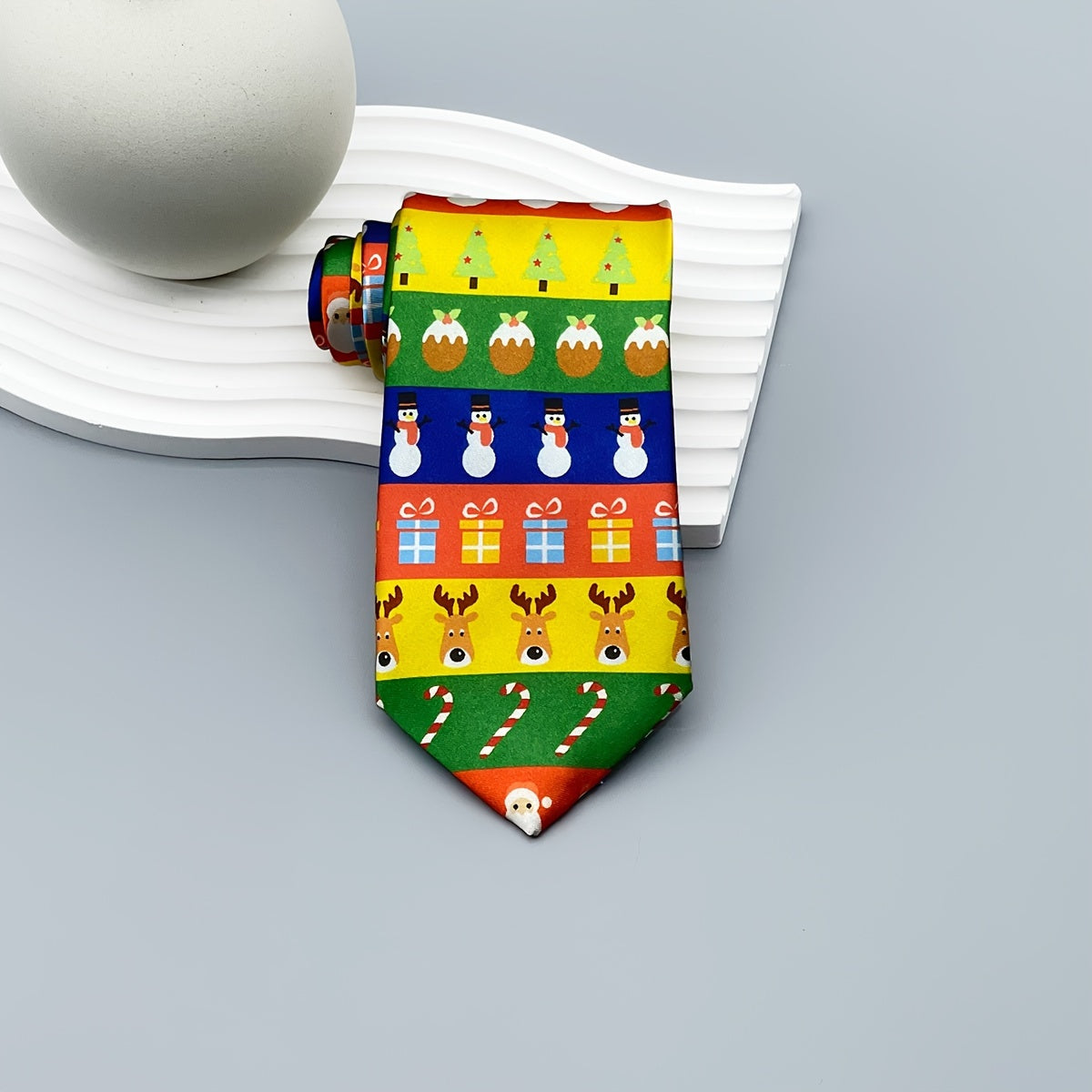 Men's Christmas Tie Woven Polyester with Santa Snowman and Tree Designs