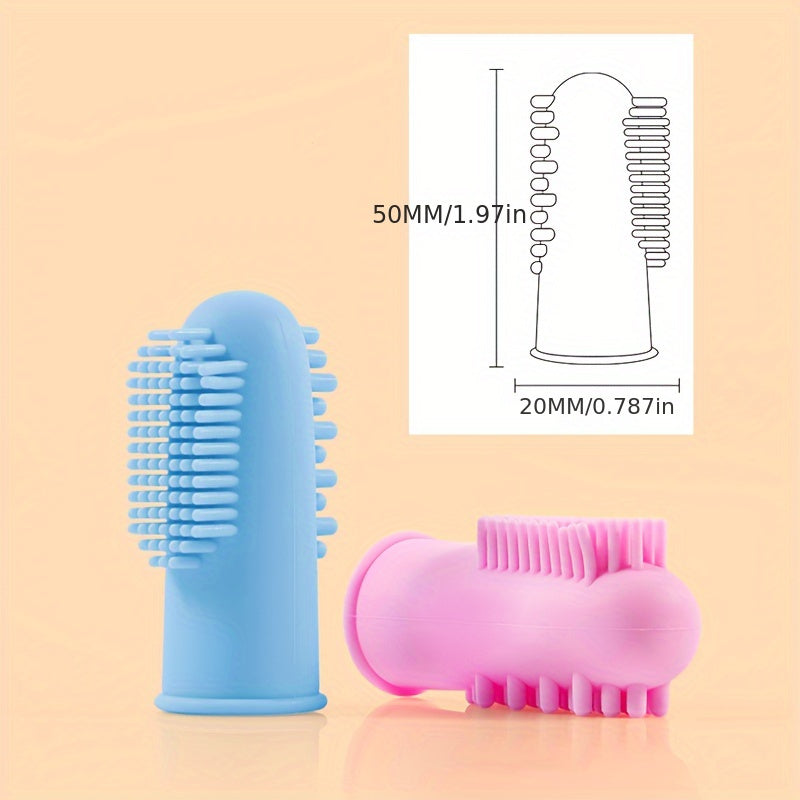 2pcs Silicone Fingertip Pet Toothbrush and Toothpaste Set for Dogs and Cats