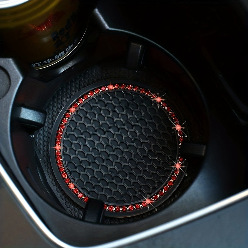 2pcs Car Coasters Creative Honeycomb Diamond Rhinestone Non-Slip Storage Pads