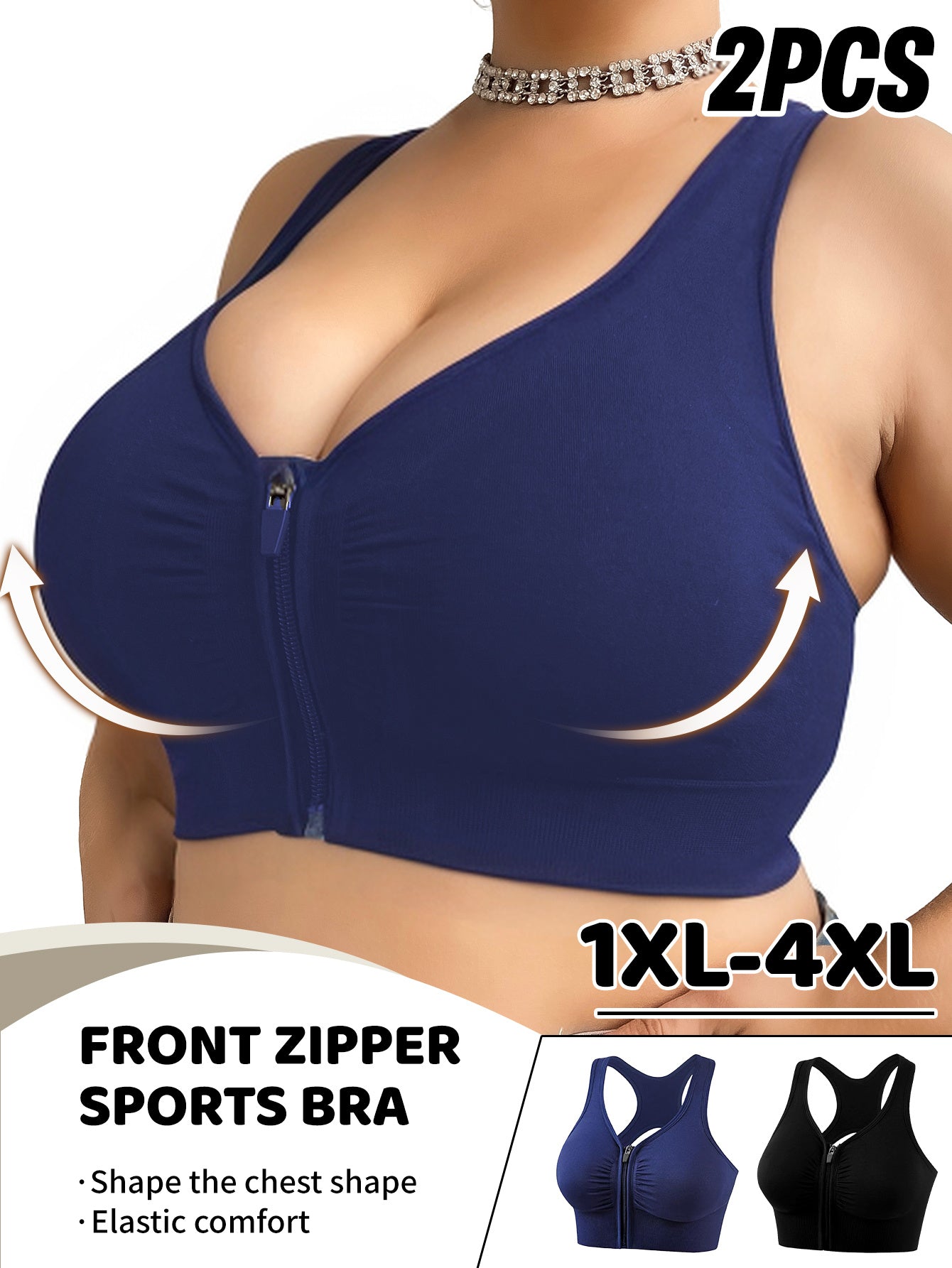 Women’s Plus Size Seamless Breathable Yoga Bras 1XL-4XL Black Navy Blue