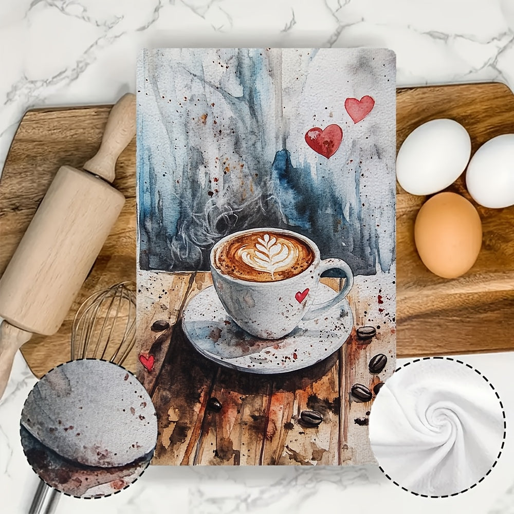 Set of 2 Coffee Lover Kitchen Towels Ultra Soft Absorbent 40x60 cm