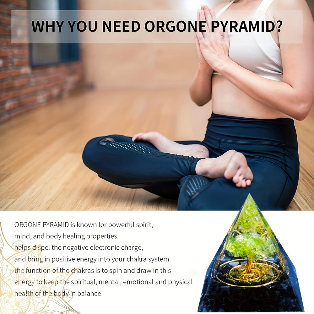 Пирамида целительной энергии с медной проволокой, дерево жизни, оргонит, инструмент для медитации с чакрами и смолистыми камнями