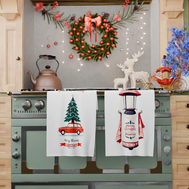 Christmas Kitchen Towels 18x66cm Set Soft Festive Holiday Decor Gift