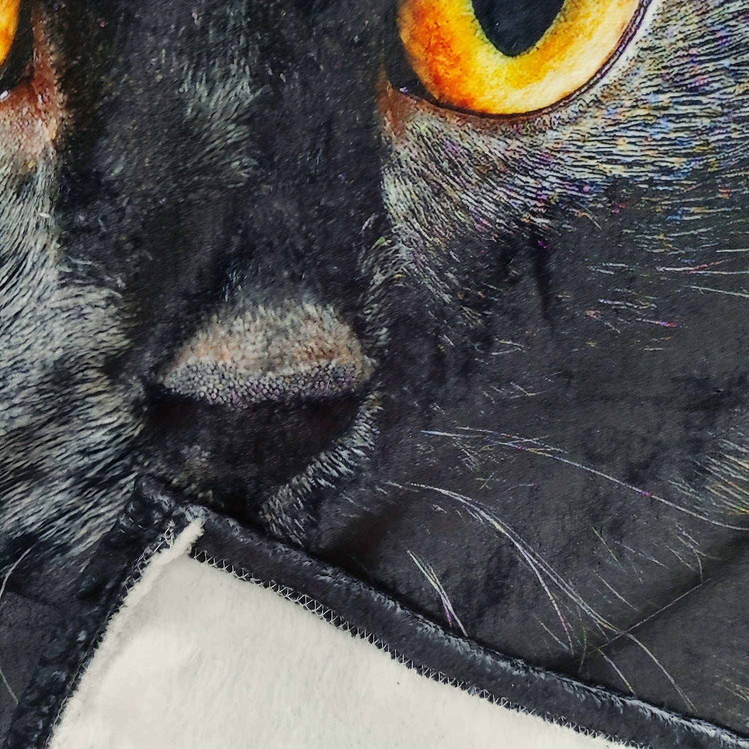 Qora mushuk bosma flanel yostiqchasi, qulay quchoqlash uchun, divan, yotoq, sayohat