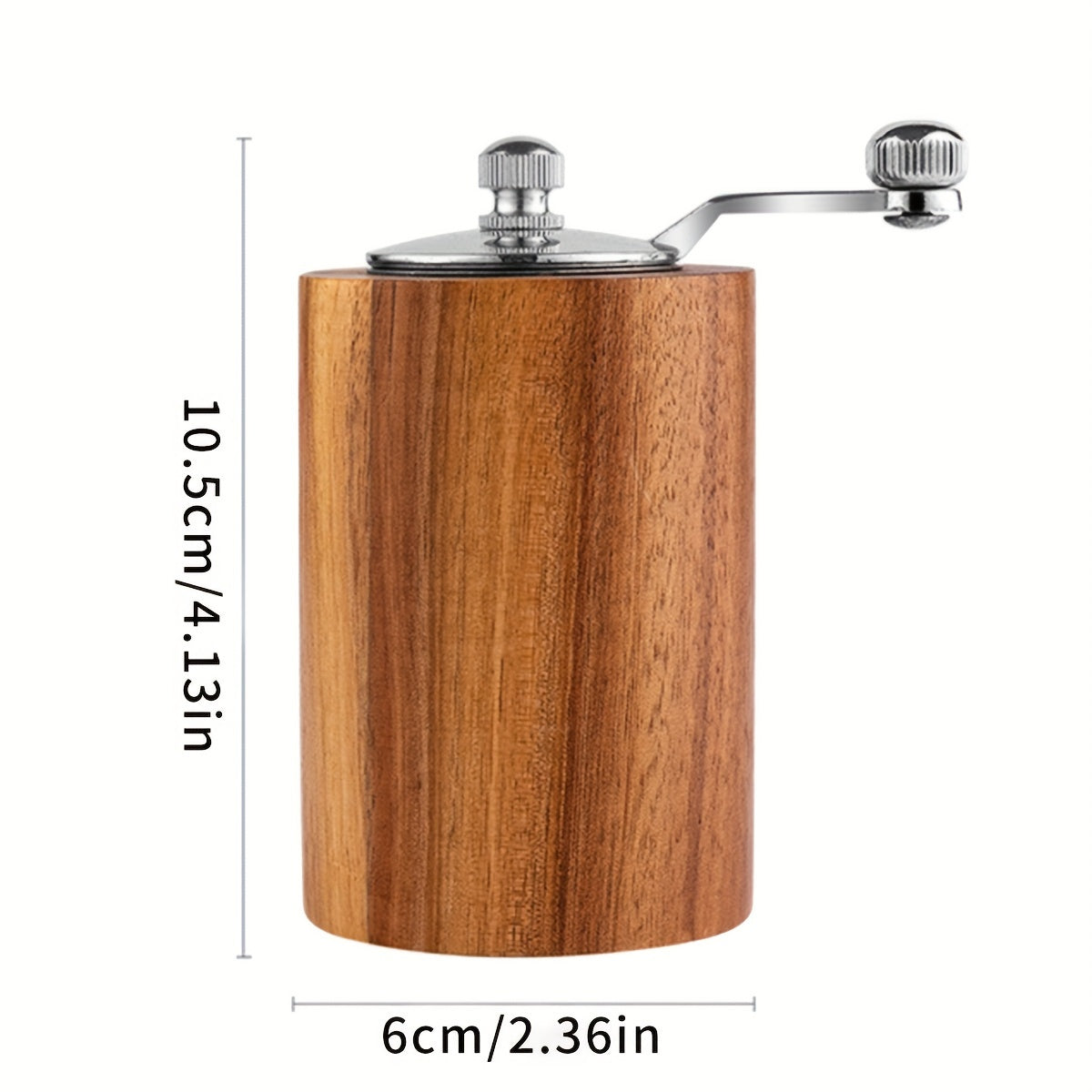 Manual Wooden Pepper Grinder for Black Peppercorns and Sea Salt