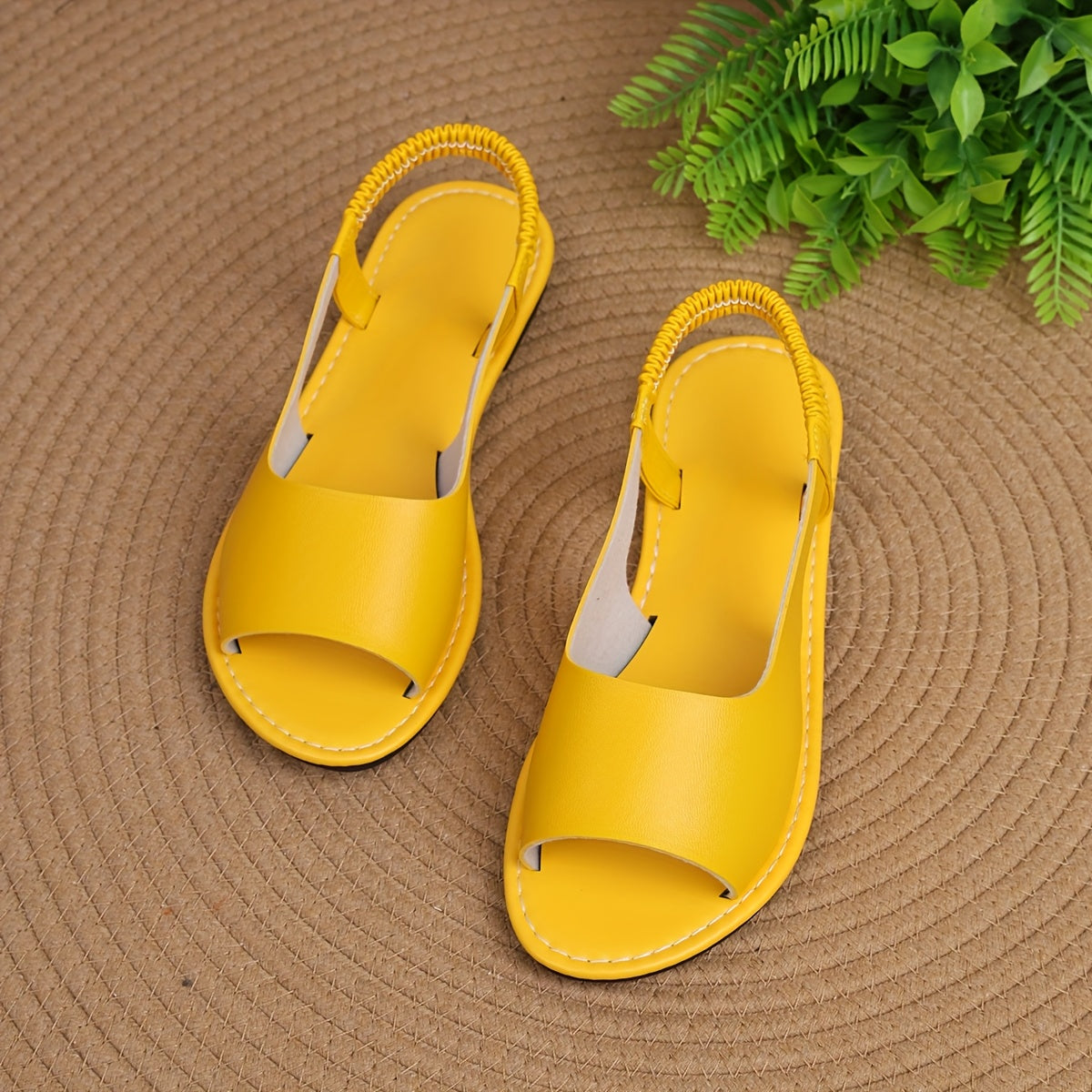 Women's Flat Sandals Open-Toe Summer Shoes Adjustable Straps White Yellow Brown Black