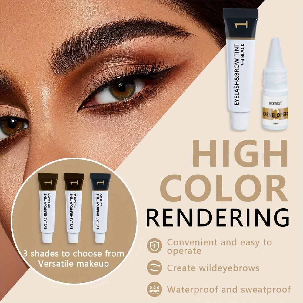 Women Eyebrow Dyeing Cream Semi Permanent Waterproof Sweat-Proof Lasts 4-6 Weeks