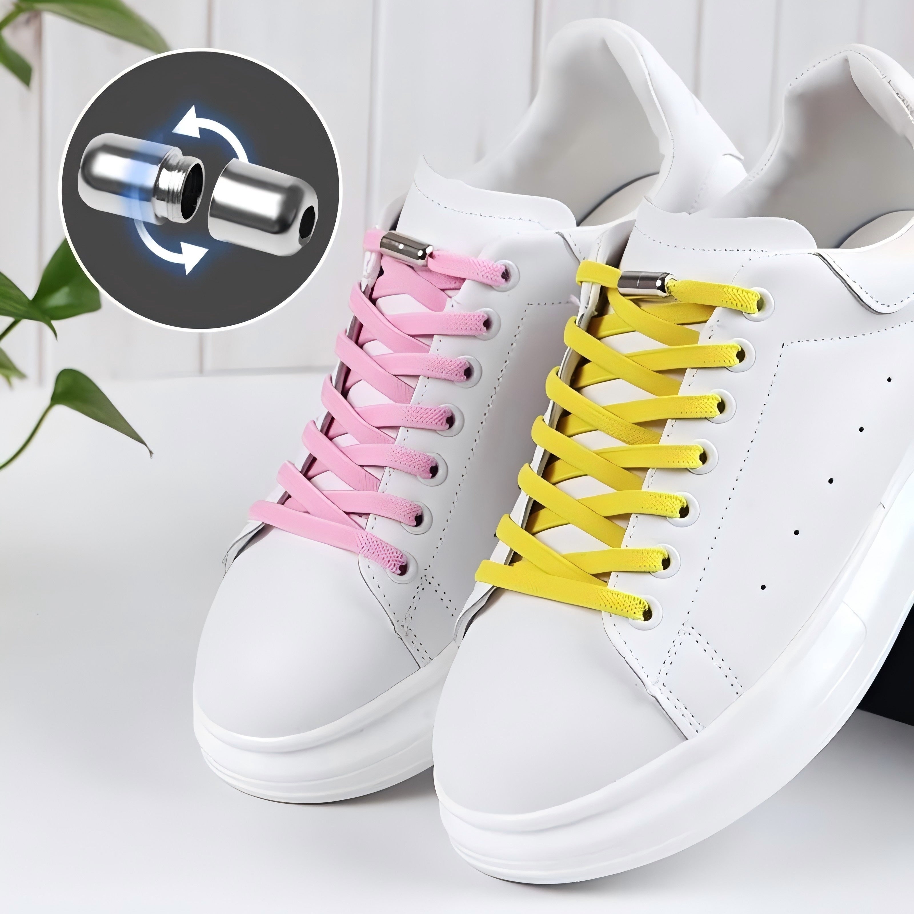 Unisex No-Tie Elastic Shoelaces Durable Polyester Spandex Sneaker Laces