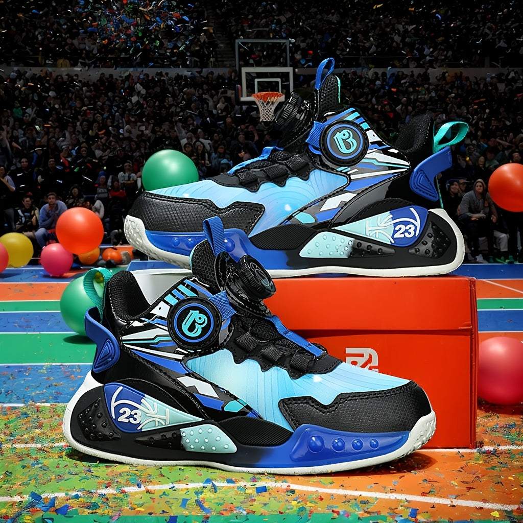 Yoshli odamlar uchun yangi poyabzal, aylanuvchi tugma, kundalik kiyish uchun PU yuqori qismi, ochiq havoda faoliyatlar, basketbol va barcha mavsumlar uchun.