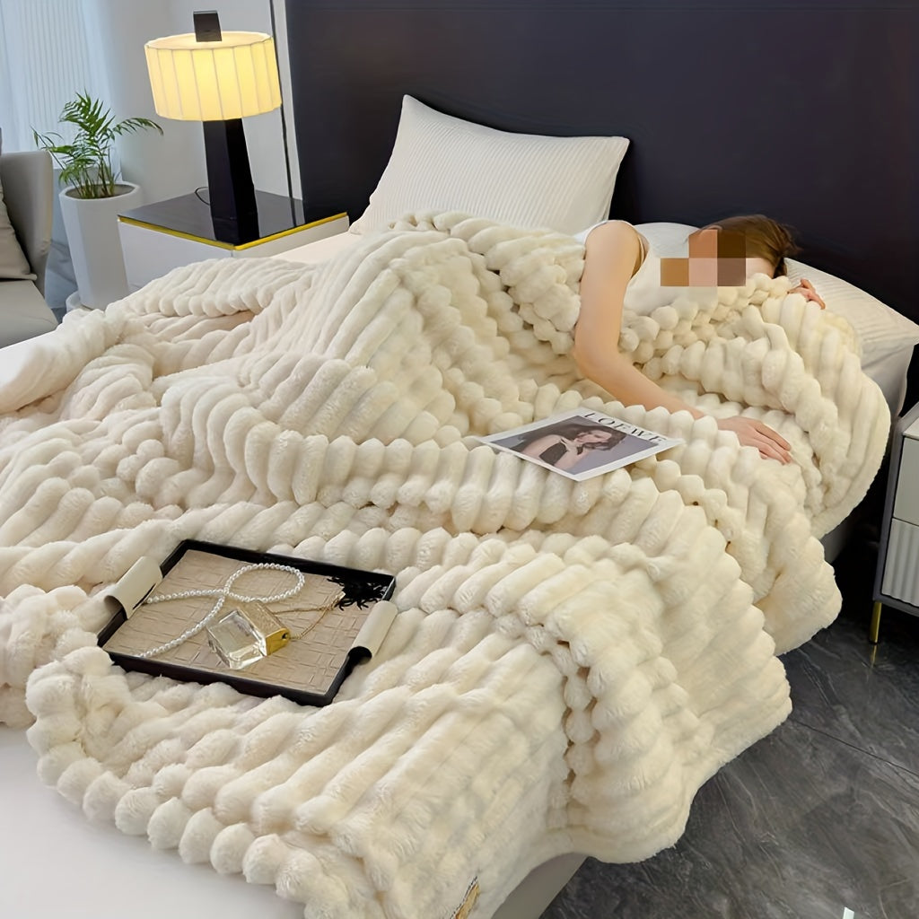 Heavy-Duty Double-Sided Imitation Rabbit Fur Blanket for Cold Weather
