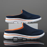 Мужские дышащие нескользящие домашние и уличные тапочки из ткани с резиновой стелькой