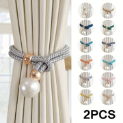 Set of 2 Pearl Decorative Curtain Buckles Adjustable Elegant Room Decor
